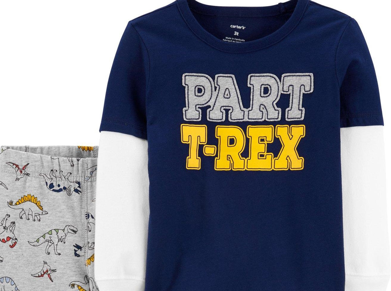 Conjunto de camiseta e calça estampada Carter's Baby Boy, 2 peças, algodão, estampa T-Rex, azul, tamanho 9MOS