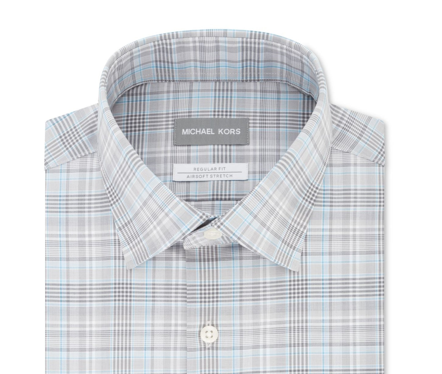Camisa social masculina xadrez Michael Kors com gola cinza, tamanho 32-33