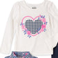 Conjunto infantil Headquarters para meninas, 3 peças, colete pied-de-poule, camiseta e legging jeans, azul, tamanho 6