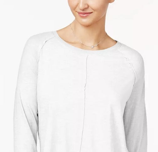 Suéter feminino de algodão estilo &amp; co, cano alto e baixo, cinza, tamanho médio