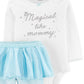 Body 'Magical Like Mommy' da Carter's Girl e leggings tutu listradas em água, tamanho 18MOS, branco