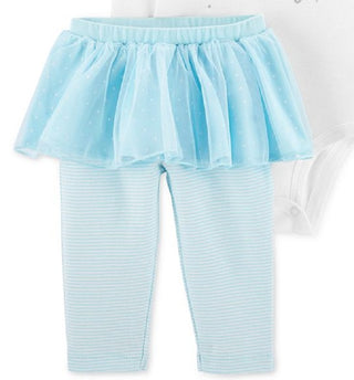Body 'Magical Like Mommy' da Carter's Girl e leggings tutu listradas em água, tamanho 18MOS, branco