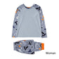 Conjunto de pijama feminino família, roupa de dormir cinza, tamanho G