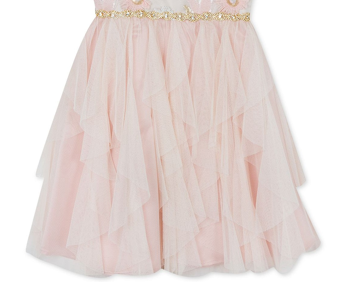 Vestido bordado com lantejoulas para meninas, edição rara, rosa, tamanho 2T