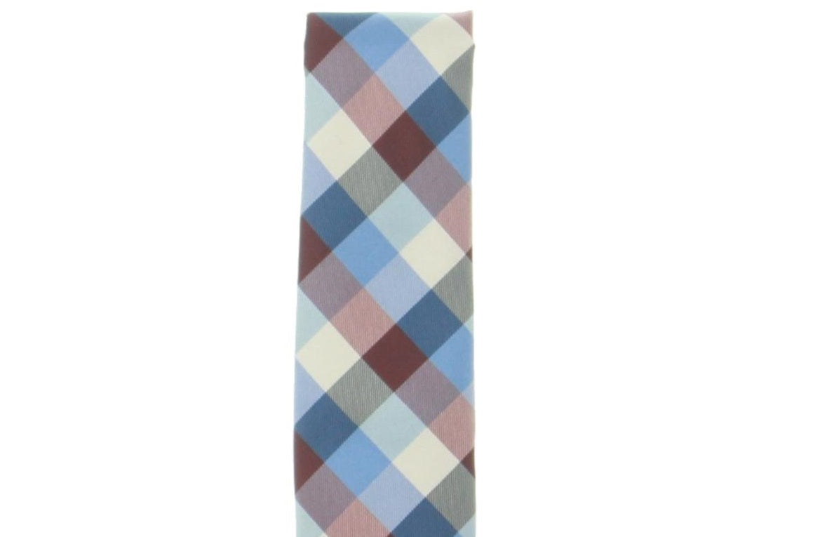 Gravata de cetim xadrez masculina Nautica vermelha tamanho regular