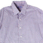 Camisa social masculina com estampa geométrica Tasso Elba, azul, tamanho pequeno