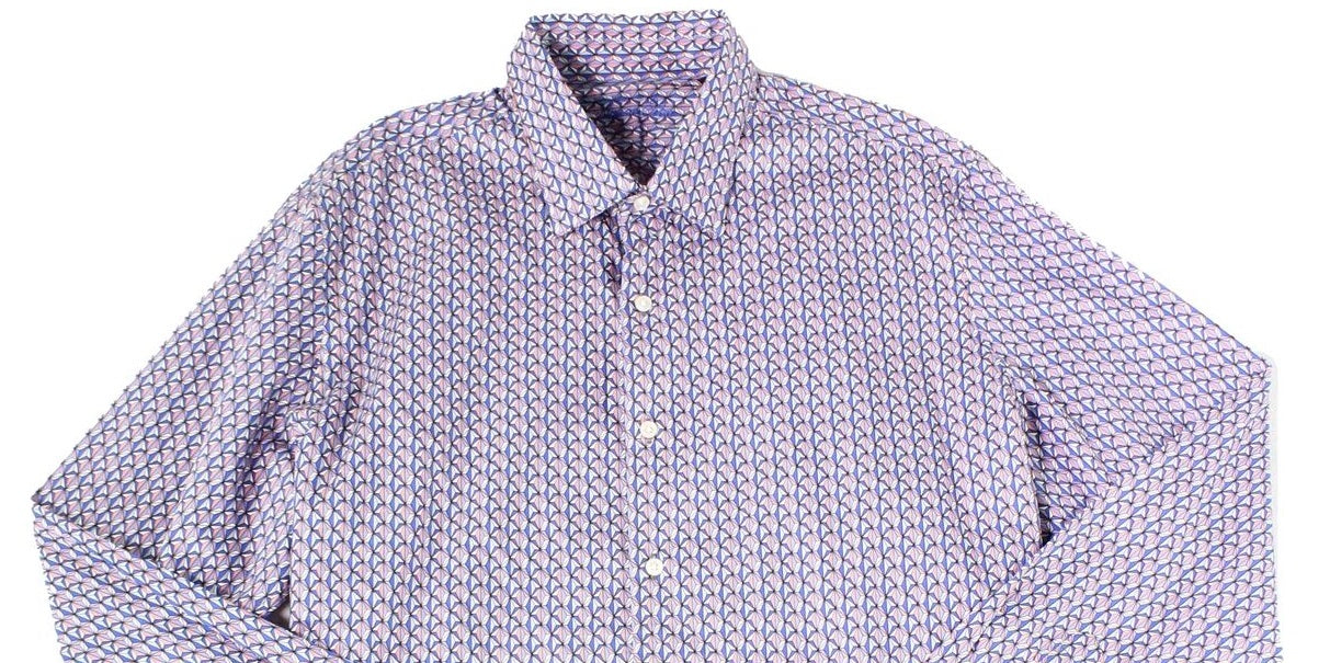 Camisa social masculina com estampa geométrica Tasso Elba, azul, tamanho pequeno