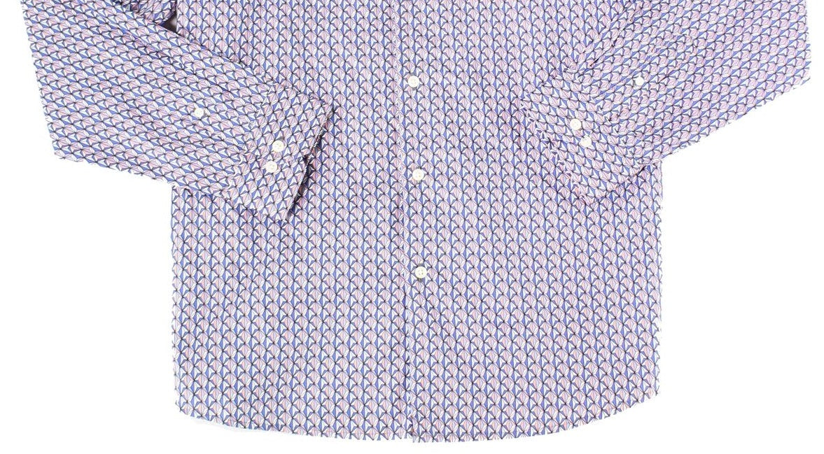Camisa social masculina com estampa geométrica Tasso Elba, azul, tamanho pequeno