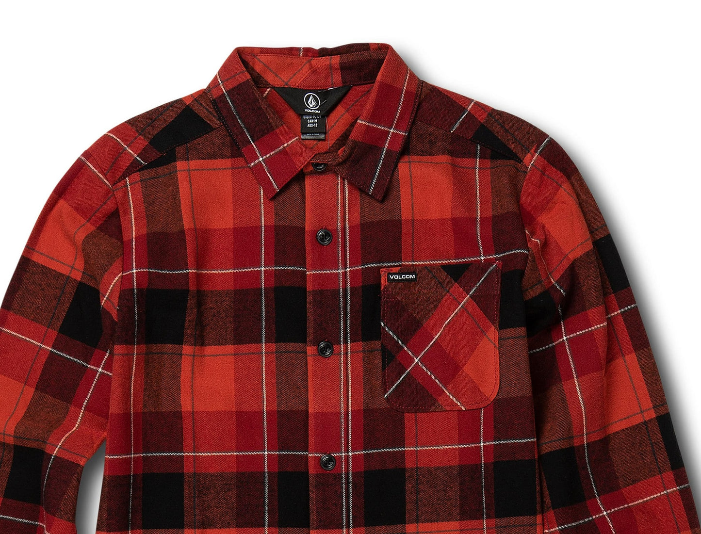 Camisa xadrez de flanela Volcom Big Boy's Cotton Modern Fit, marrom, tamanho 2XL