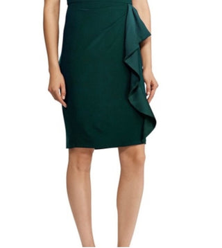 Vestido de festa Ralph Lauren feminino, com zíper, manga curta, gola alta, acima do joelho, tamanho 14, pequeno