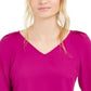 Blusa plissada feminina Bar III com manga sino, roxa, tamanho pequeno