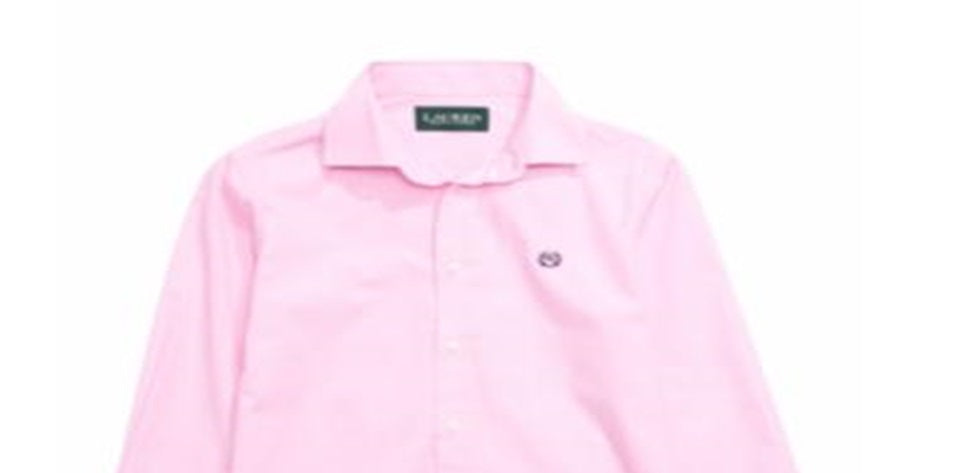 Camisa Ralph Lauren Big Boy's Woven Rosa Tamanho 8
