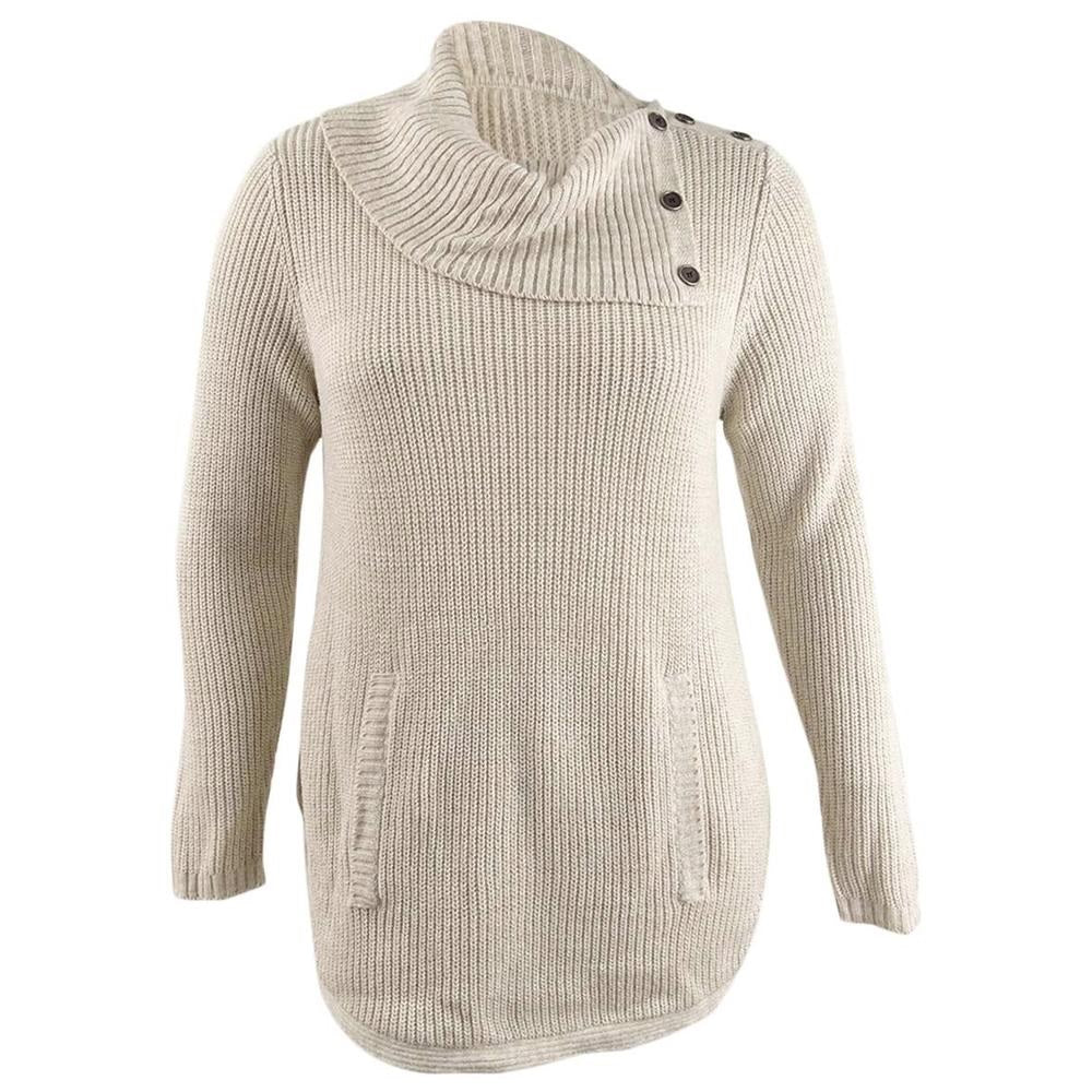 Suéter feminino com acabamento em botões Style &amp; Co marrom tamanho 1X