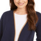 Cardigan feminino Charter Club Milano de algodão com frente aberta, azul, tamanho 2XL