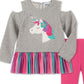 Conjunto de túnica e leggings de unicórnio de manga comprida para meninas da Kids Headquarters, cinza, tamanho 6 a 9 meses
