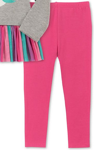 Conjunto de túnica e leggings de unicórnio de manga comprida para meninas da Kids Headquarters, cinza, tamanho 6 a 9 meses