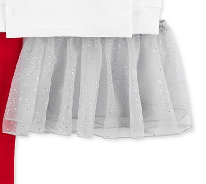 Conjunto de pijama de tutu de rena Carter's para meninas, 3 peças, branco, tamanho 2T