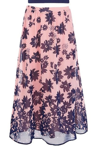 Conjunto de vestido com estampa floral para meninas grandes, 2 peças, azul, tamanho 7