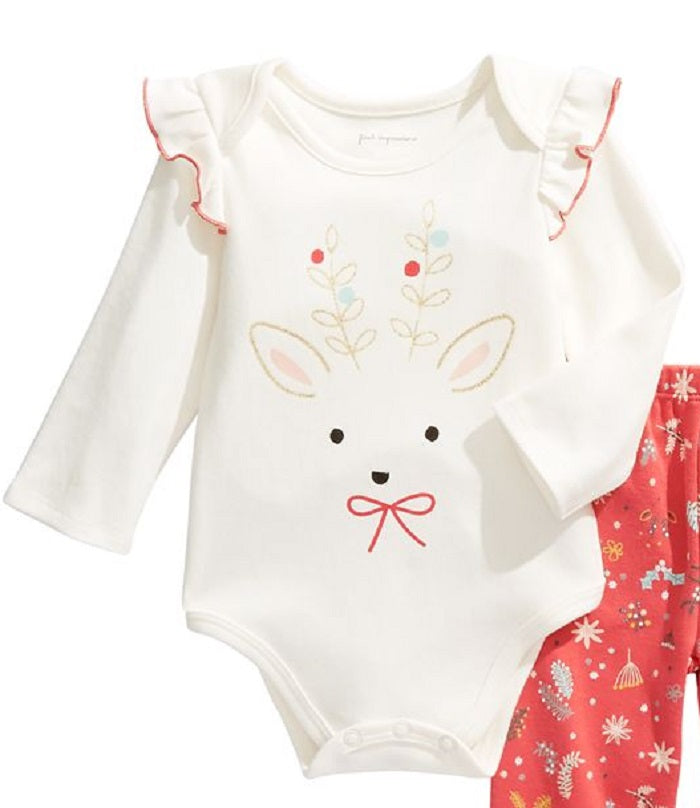 Conjunto de macacão e calça de algodão First Impressions Baby Girl, 2 peças, rosa, tamanho 6-9 meses