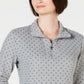 Blusa feminina Karen Scott estampada com zíper e gola alta, cinza, tamanho pequeno