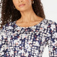 Camiseta estampada feminina JM Collection azul tamanho 2XL