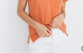 Camiseta feminina estilo &amp; co com mangas curtas mescladas e decote em V, tamanho laranja pequeno extragrande