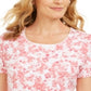 Blusa feminina Karen Scott com estampa floral laranja, tamanho G