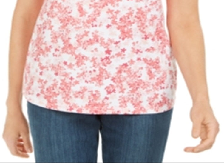 Blusa feminina Karen Scott com estampa floral laranja, tamanho G