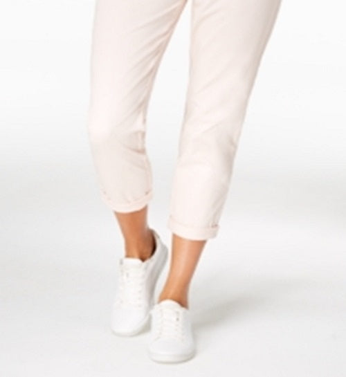 Calça feminina Maison Jules com bolsos e zíper, perna reta, rosa, tamanho 8