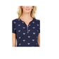 Karen Scott Perfect Swing Metálico Bordado Henley Top Feminino Intrepid Azul Tamanho XS