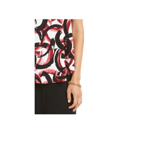 Camiseta feminina Alfani Petite com estampa e bainha redonda, vermelha, tamanho Petite S