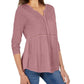 Blusa feminina estilo &amp; co, decote em V, tecido misto, roxa, tamanho X-S