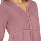 Blusa feminina estilo &amp; co, decote em V, tecido misto, roxa, tamanho X-S