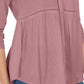 Blusa feminina estilo &amp; co, decote em V, tecido misto, roxa, tamanho X-S
