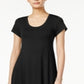 Vestido evasê de manga curta feminino Style &amp; Co, preto, tamanho XS
