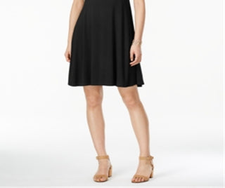 Vestido evasê de manga curta feminino Style &amp; Co, preto, tamanho XS