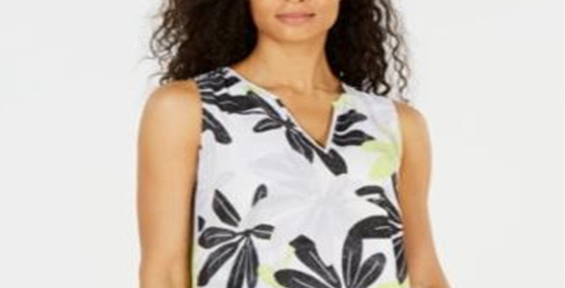 Blusa feminina Alfani com estampa cruzada frontal, verde, tamanho pequeno M