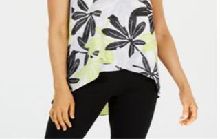 Blusa feminina Alfani com estampa cruzada frontal, verde, tamanho pequeno M