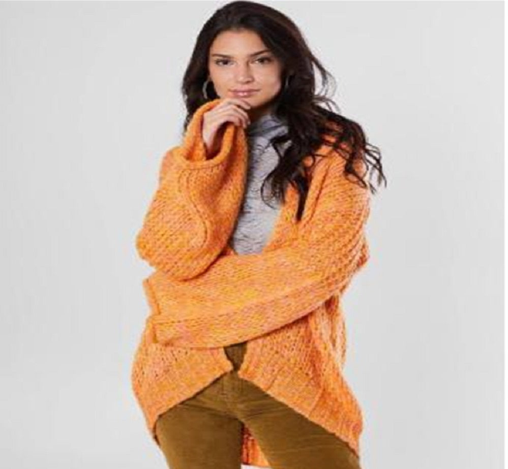 Cardigan drapeado com mangas sino feminino Anns Cottage, amarelo, tamanho X-S