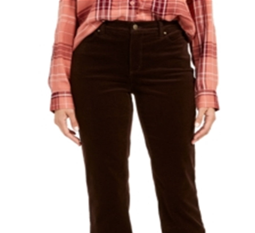 Calça de veludo cotelê Lexington Tummy Control feminina Charter Club, tamanho marrom, 14x4