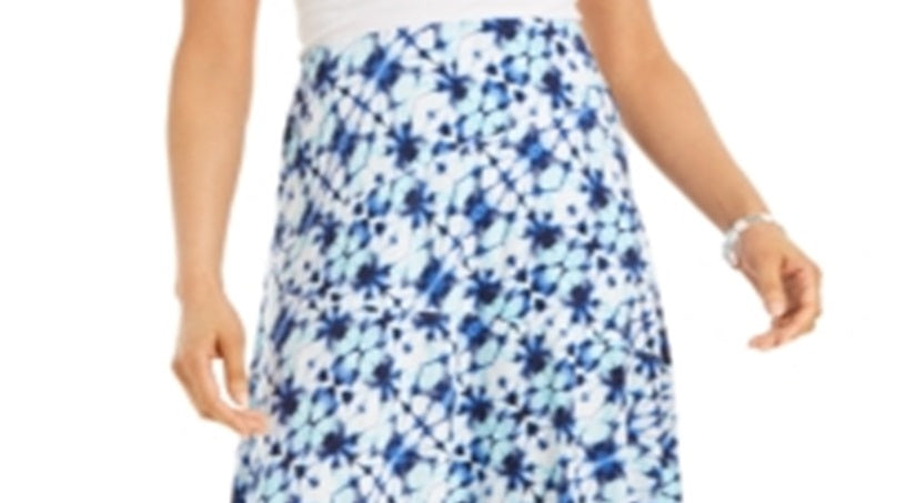 Saia MIDI estampada feminina JM Collection Azul Tamanho XS