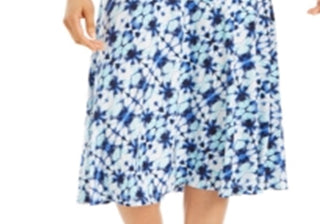 Saia MIDI estampada feminina JM Collection Azul Tamanho XS