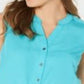 Blusa sem mangas com amarração lateral feminina Style &amp; Co, azul, tamanho pequeno M