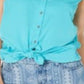 Blusa sem mangas com amarração lateral feminina Style &amp; Co, azul, tamanho pequeno M