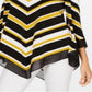 Blusa listrada feminina Alfani com bainha em V, amarela, tamanho pequeno M