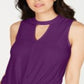Thalia Sodi Blusa feminina sem mangas com decote em V e bainha amarrada, roxa, tamanho GG