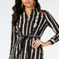 Thalia Sodi Vestido-camisa feminino estampado com bainha de lenço, preto, tamanho G