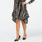 Thalia Sodi Vestido-camisa feminino estampado com bainha de lenço, preto, tamanho G