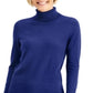 Suéter feminino de gola alta JM Collection, roxo, tamanho M