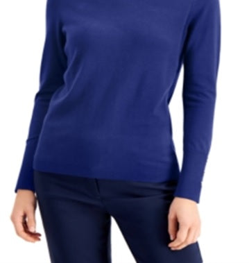 Suéter feminino de gola alta JM Collection, roxo, tamanho M